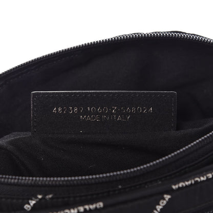 Balenciaga Twill Nylon Allover Logo Explorer Beltpack Black White 8 of 8