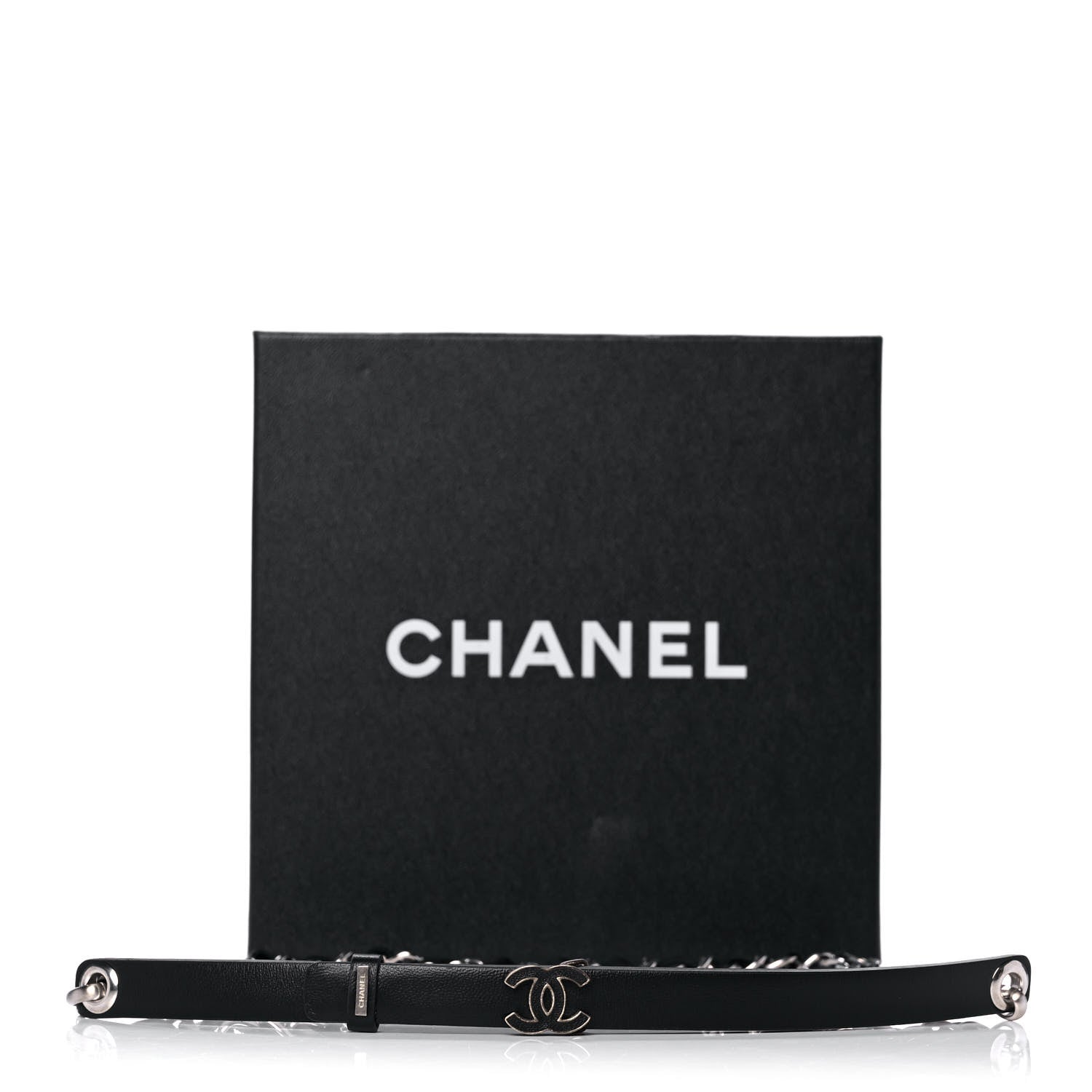 Chanel Lambskin CC Chain Belt 85 34 Black Silver 7 of 7