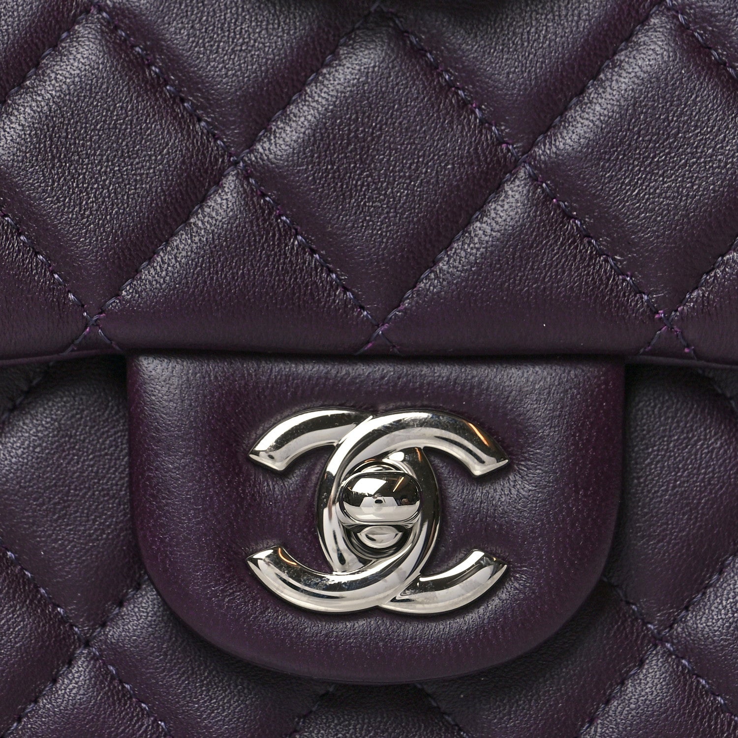 Chanel Lambskin Quilted Mini Rectangular Flap Dark Purple 9 of 11