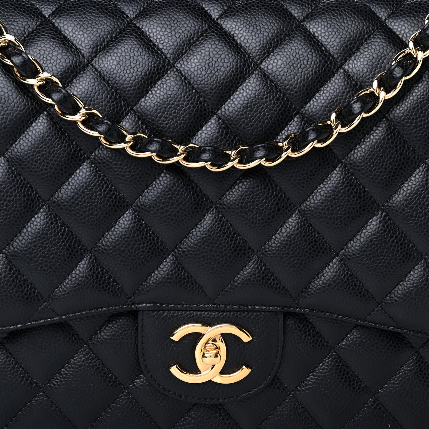 Caviar Quilted Maxi Double Flap Black