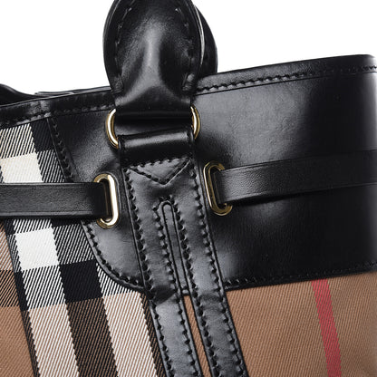Burberry House Check Bridle Calfskin Medium Whipstitch Tote Black 13 of 14
