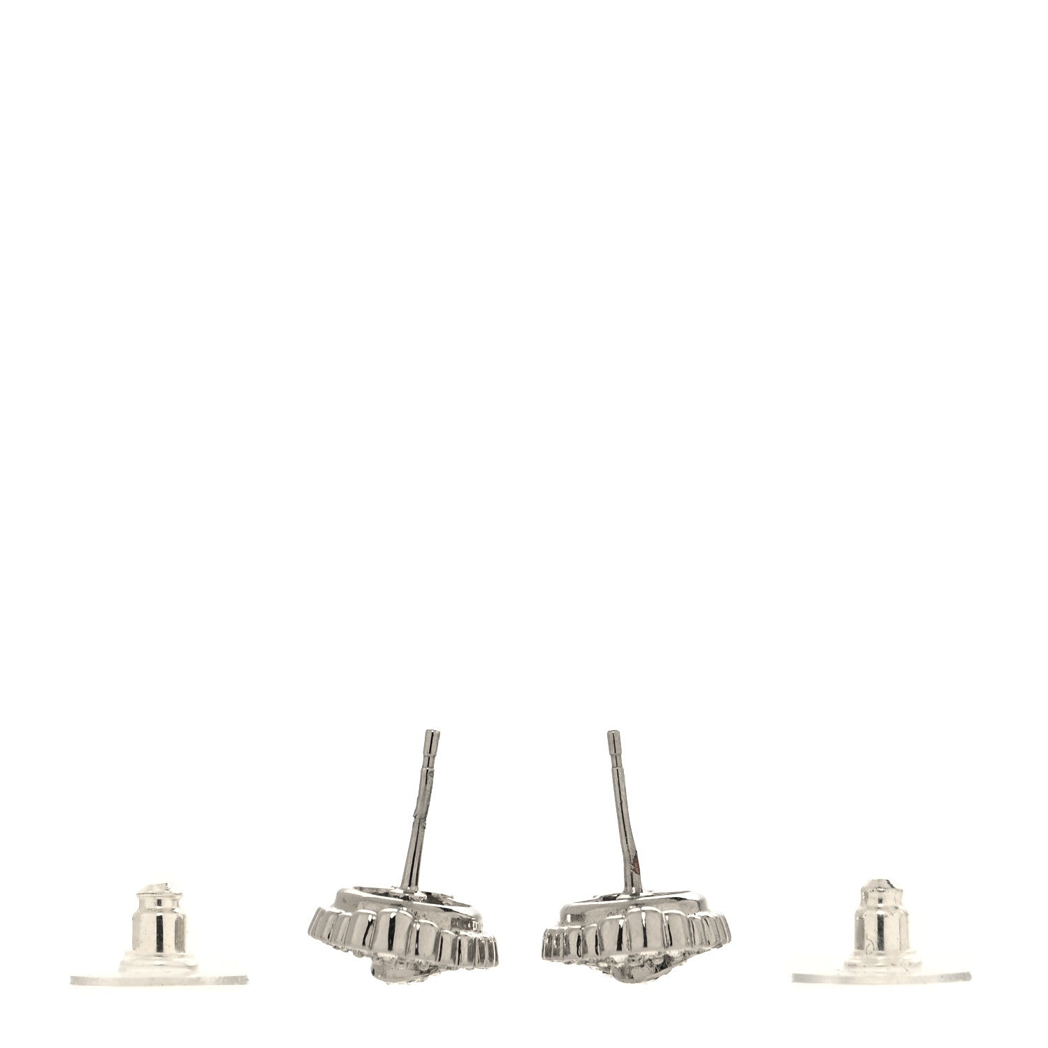 Chanel Crystal CC Oval Earrings Silver 3 of 4