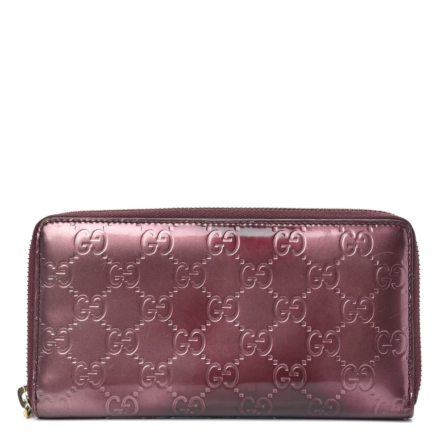 Shine Guccissima Margaux Calfskin Lovely Zip Around Wallet Scarlatto