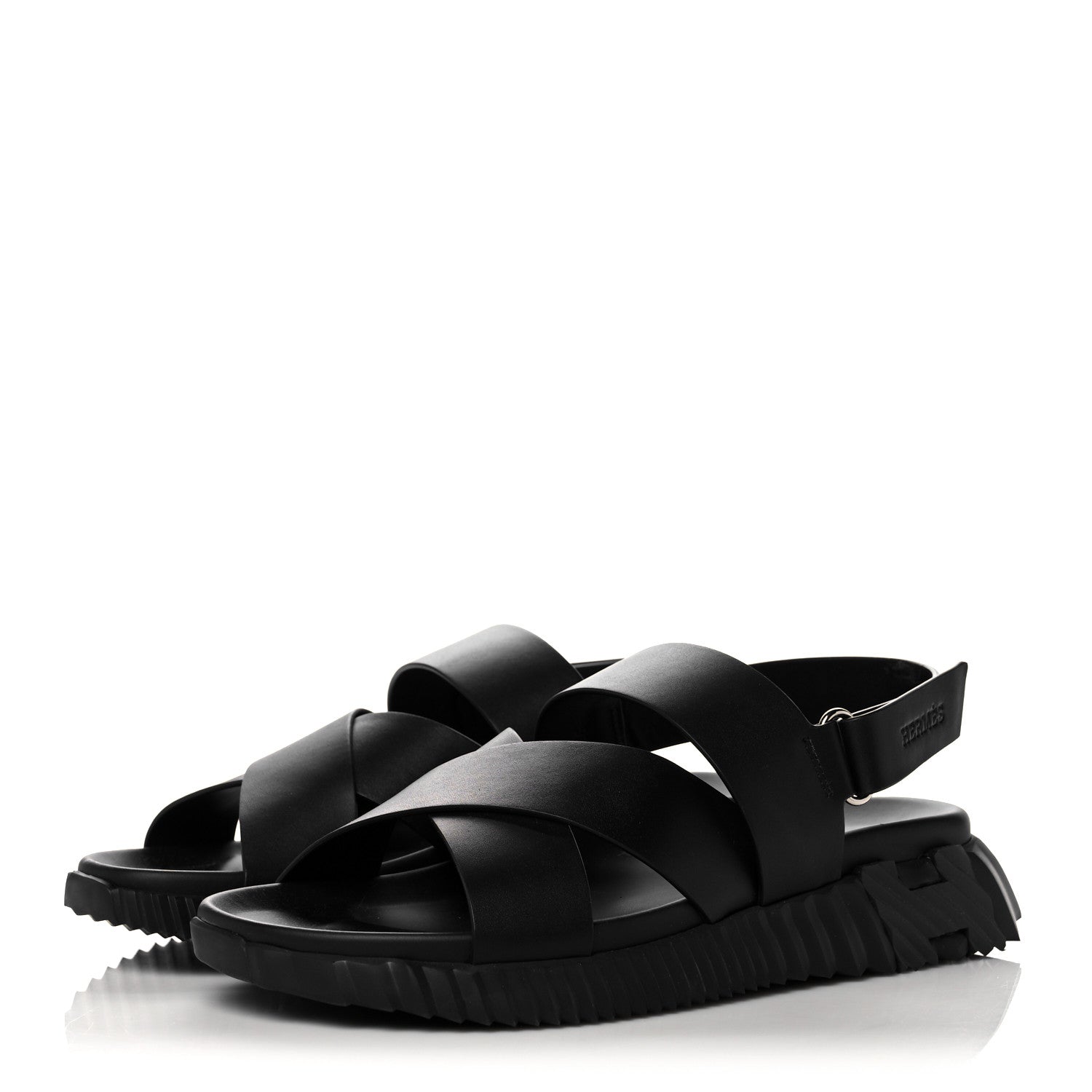 Hermes Calfskin Goatskin Mens Electric Sandals 42.5 Black 3 of 13