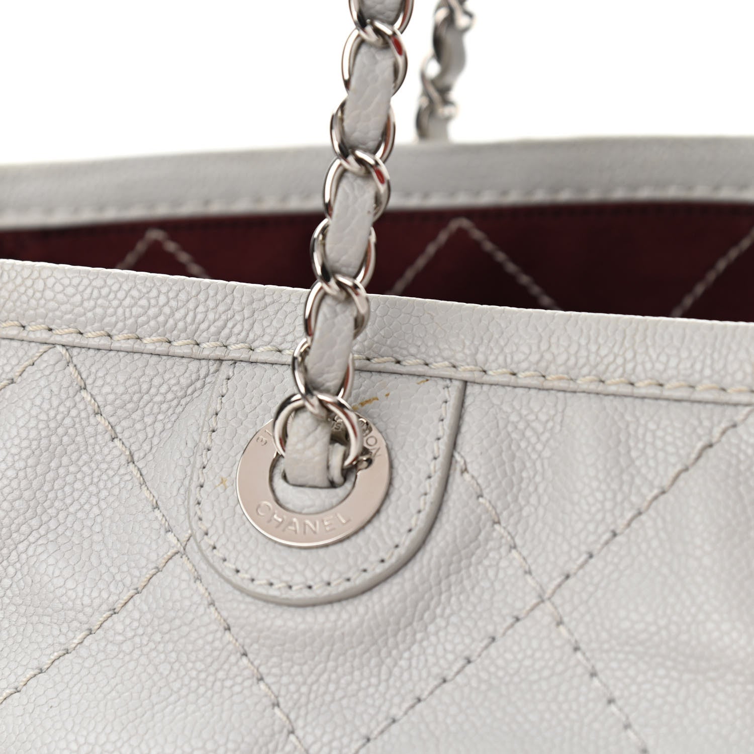 Chanel Grained Calfskin Quilted Small Daily Shopping Tote Light Grey 11 of 11