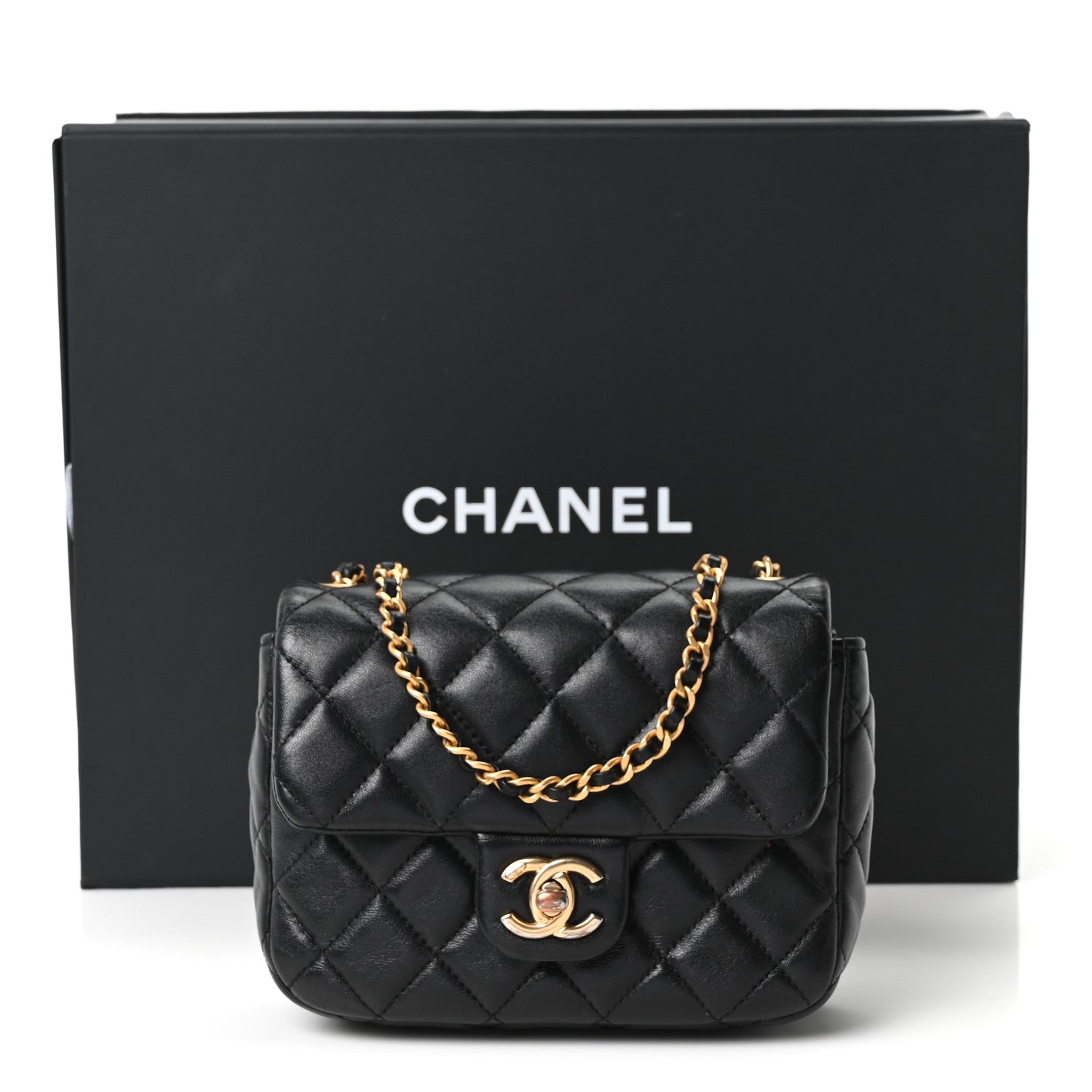 Chanel Lambskin Enamel Quilted Mini Coco Hearts Square Flap Black 11 of 11
