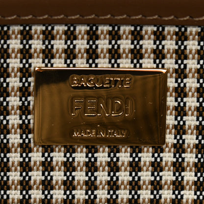 Fendi Wool Vitello King Houndstooth FF Embroidered Baguette Beige Moro 6 of 9