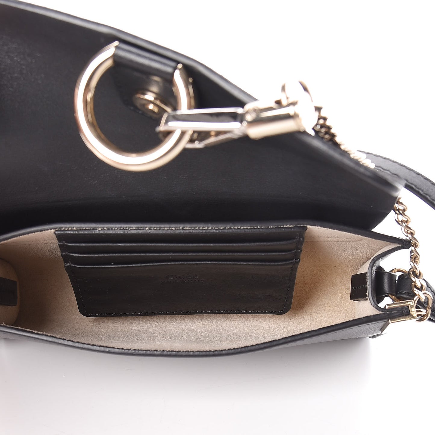 Suede Calfskin Mini Faye Shoulder Bag Black
