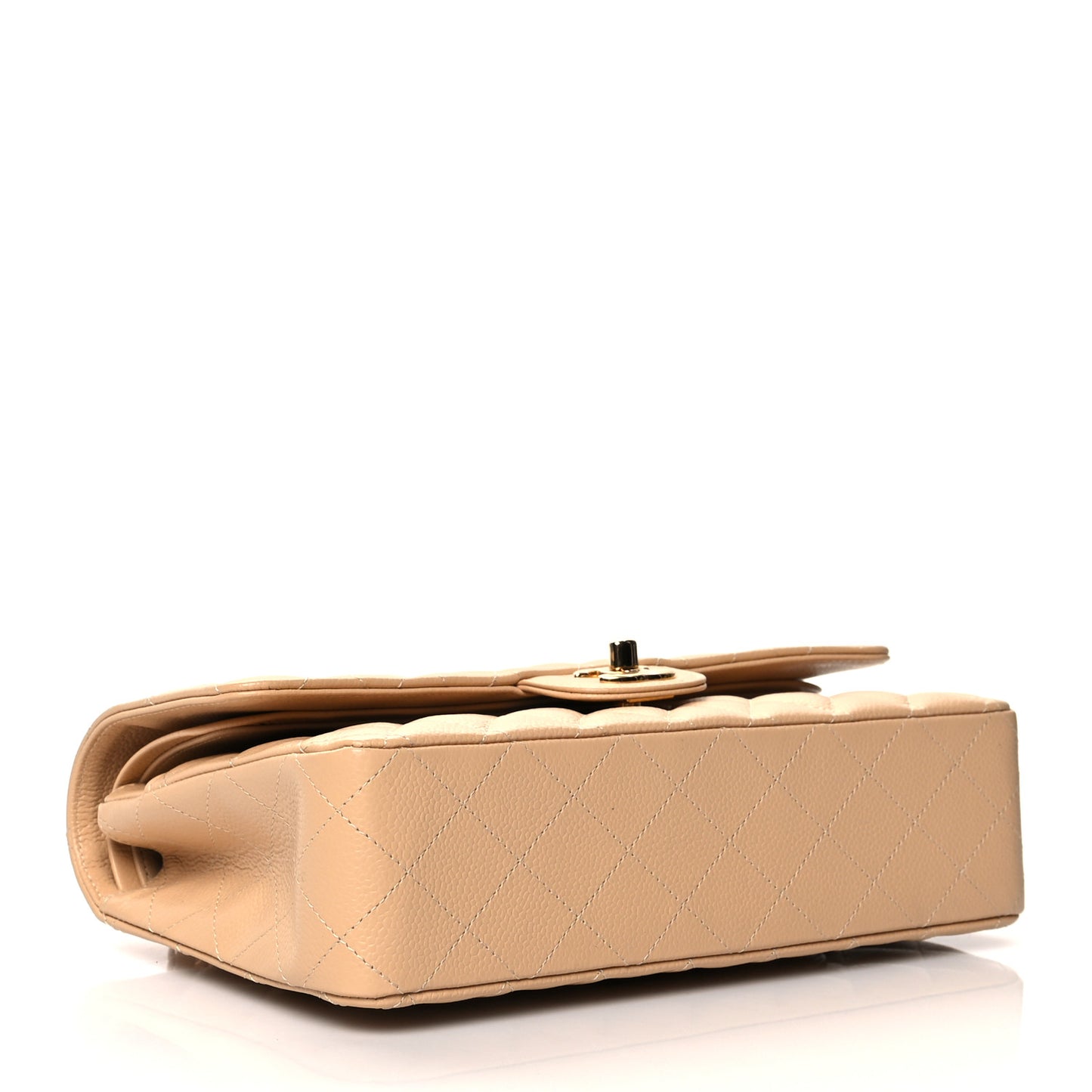 Caviar Quilted Medium Double Flap Beige Clair