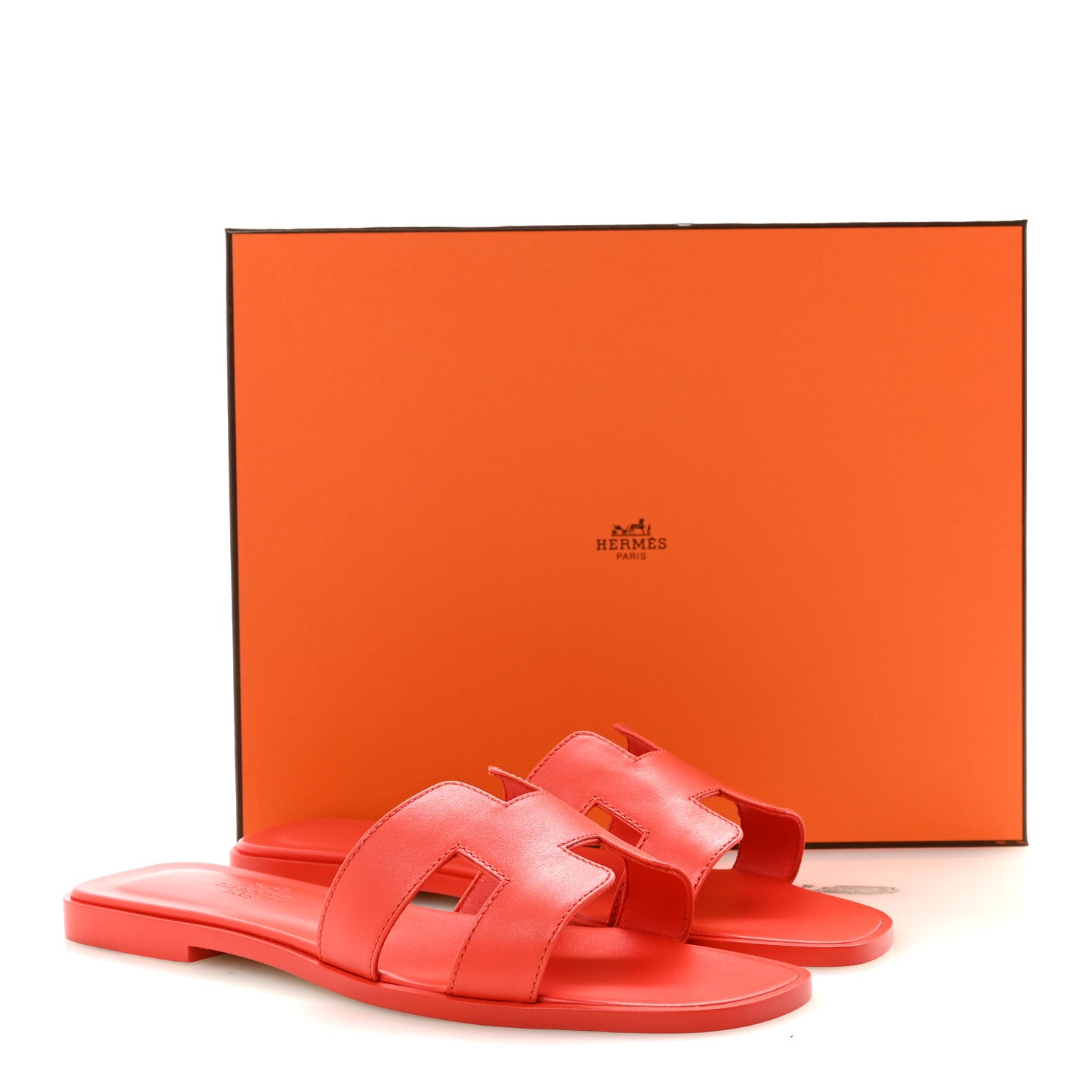 Hermes Box Calfskin Oran Sandals 37 Rouge Grenadine 10 of 10