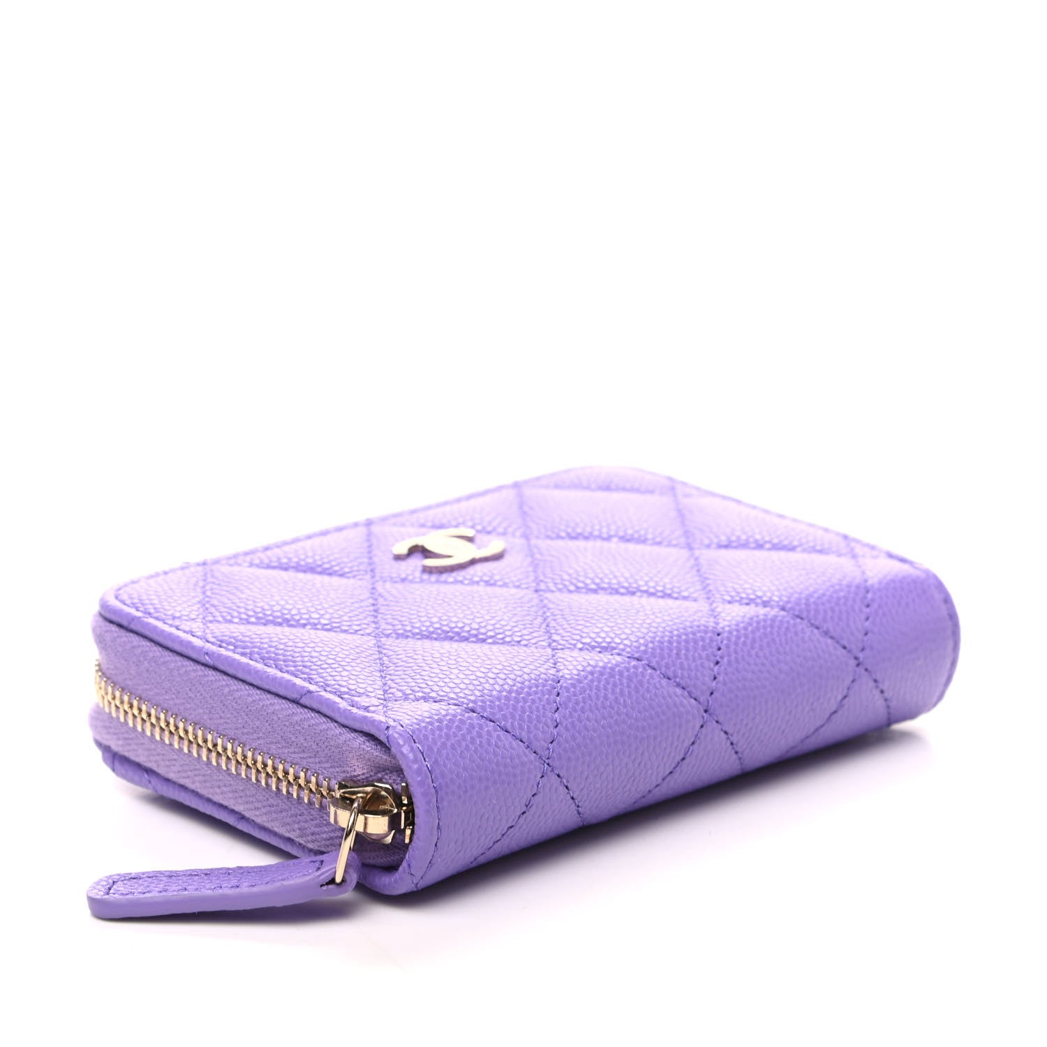 Chanel Caviar Quilted Zip Around Coin Purse Wallet Purple 4 of 9