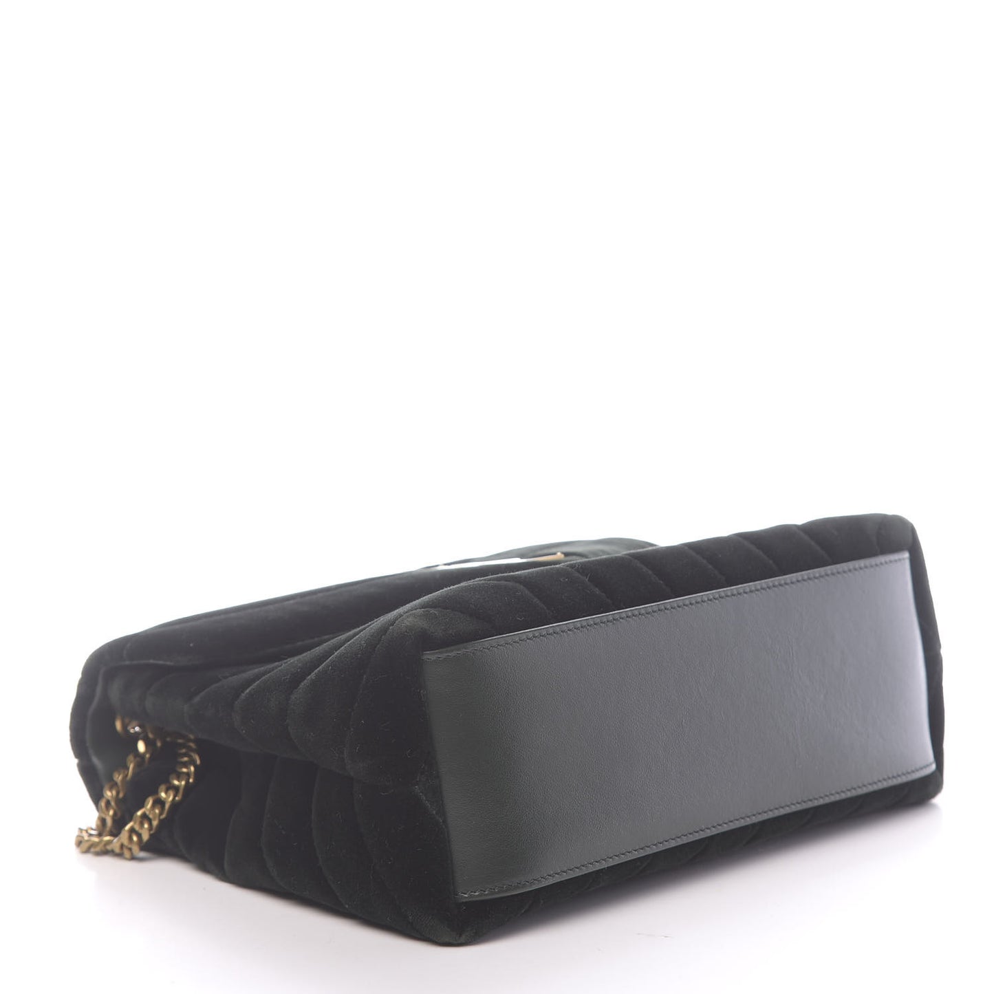 Velvet Y Quilted Monogram Small Loulou Chain Satchel Dark Green