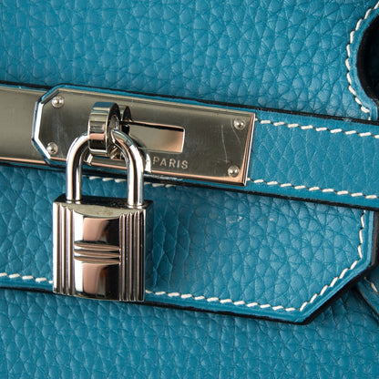 Hermes Taurillon Clemence Birkin 40 Blue Jean 5 of 10