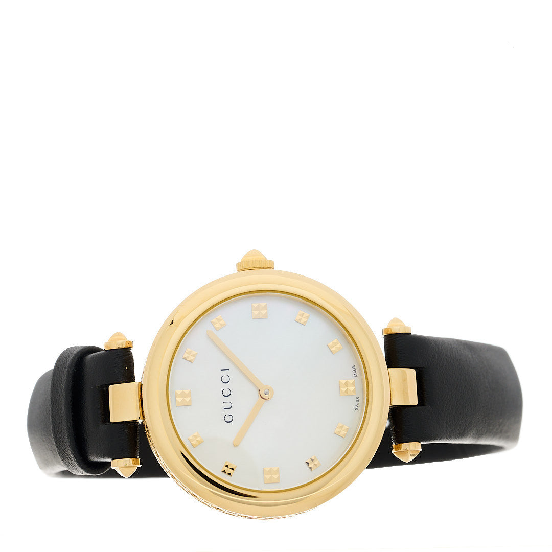 Stainless Steel Calfskin Mother of Pearl 32mm Diamantissima Quartz Watch