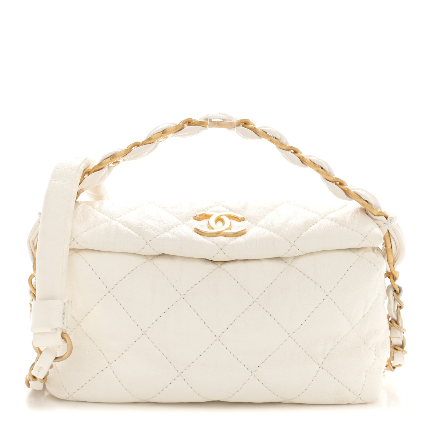 Chanel Crumpled Lambskin Quilted Small CC Links Shoulder Bag White 1 of 13