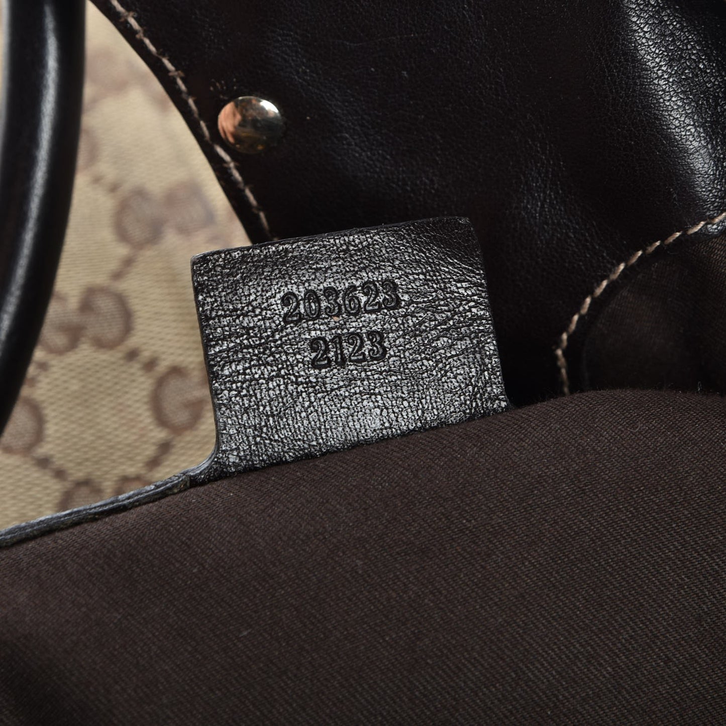 Monogram Studded Pelham Tote Dark Brown