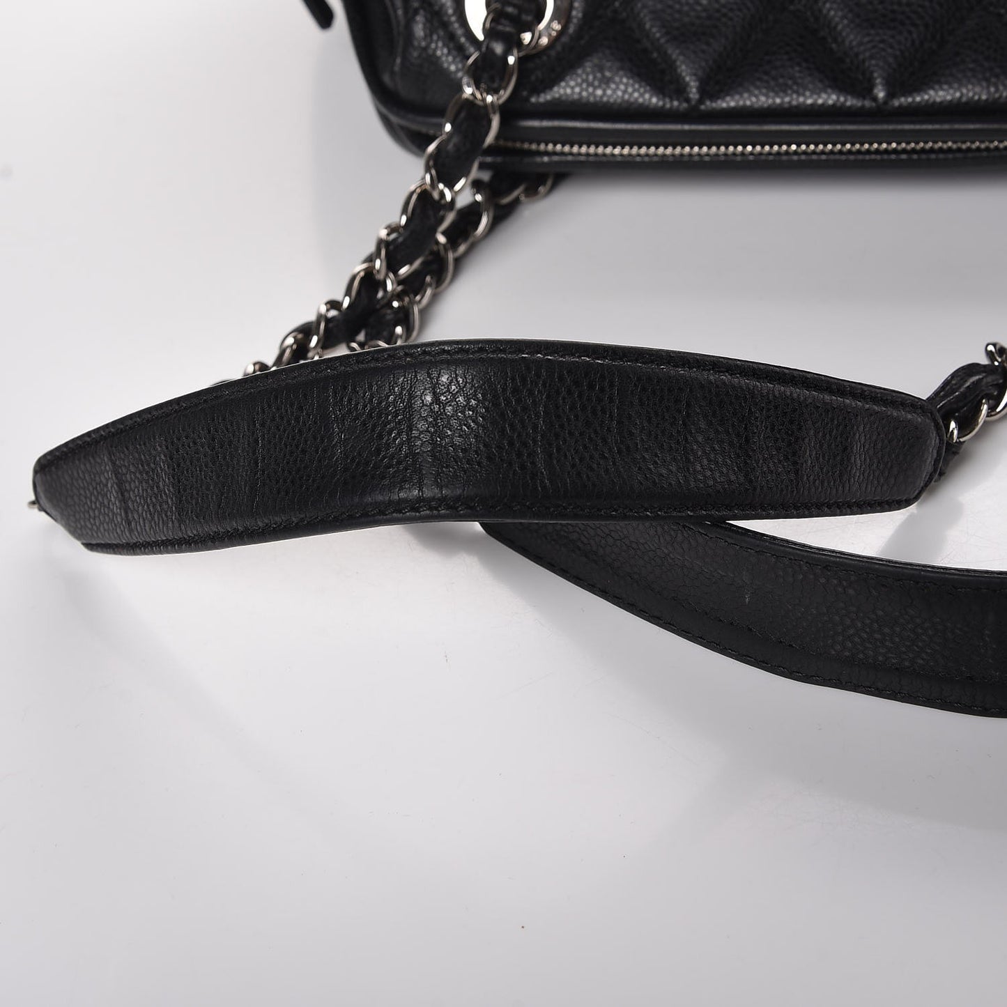 Caviar Quilted Framed Bowling Bag Black