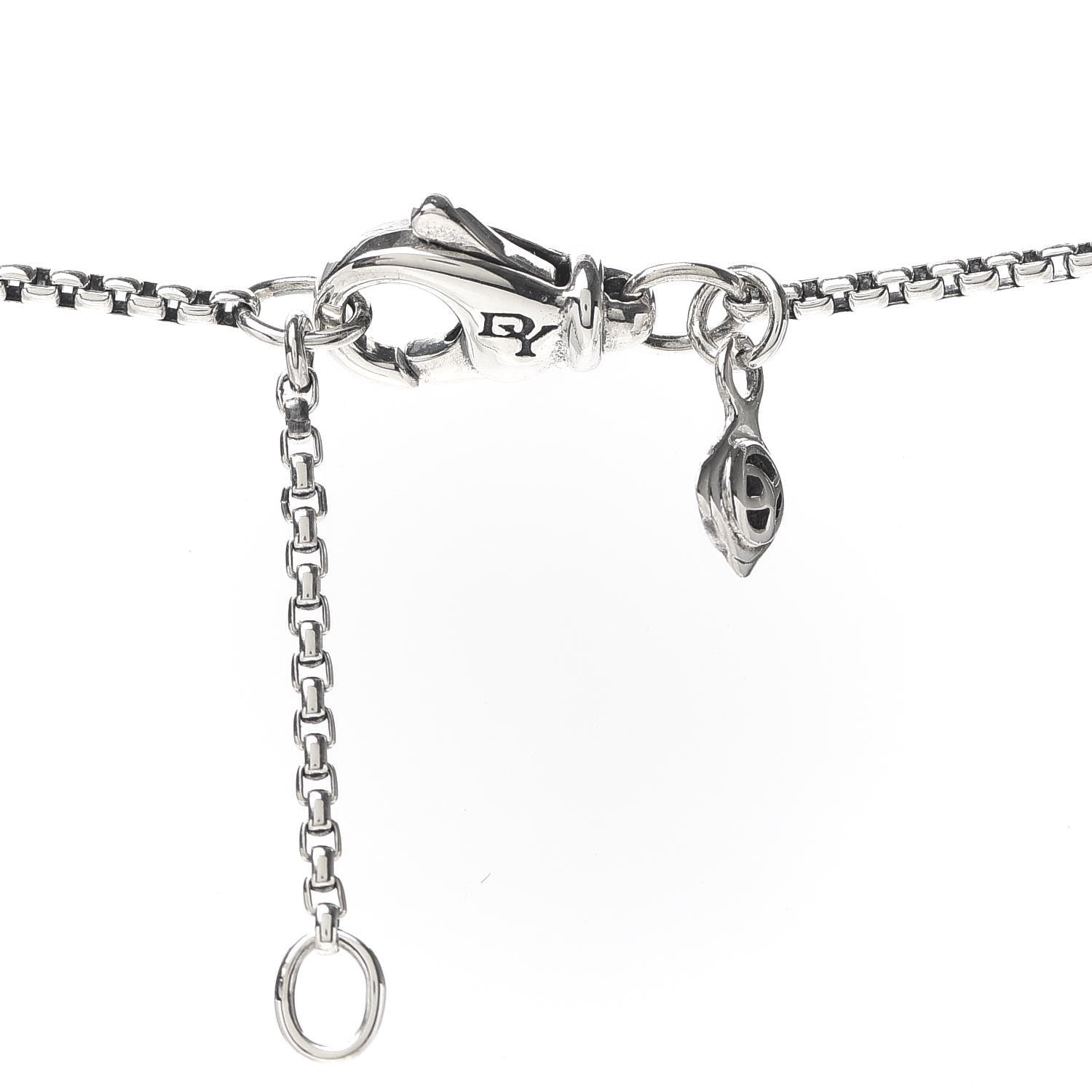 David Yurman Sterling Silver Diamond Black Onyx 9mm Chatelaine Pave Bezel Pendant Necklace 5 of 5