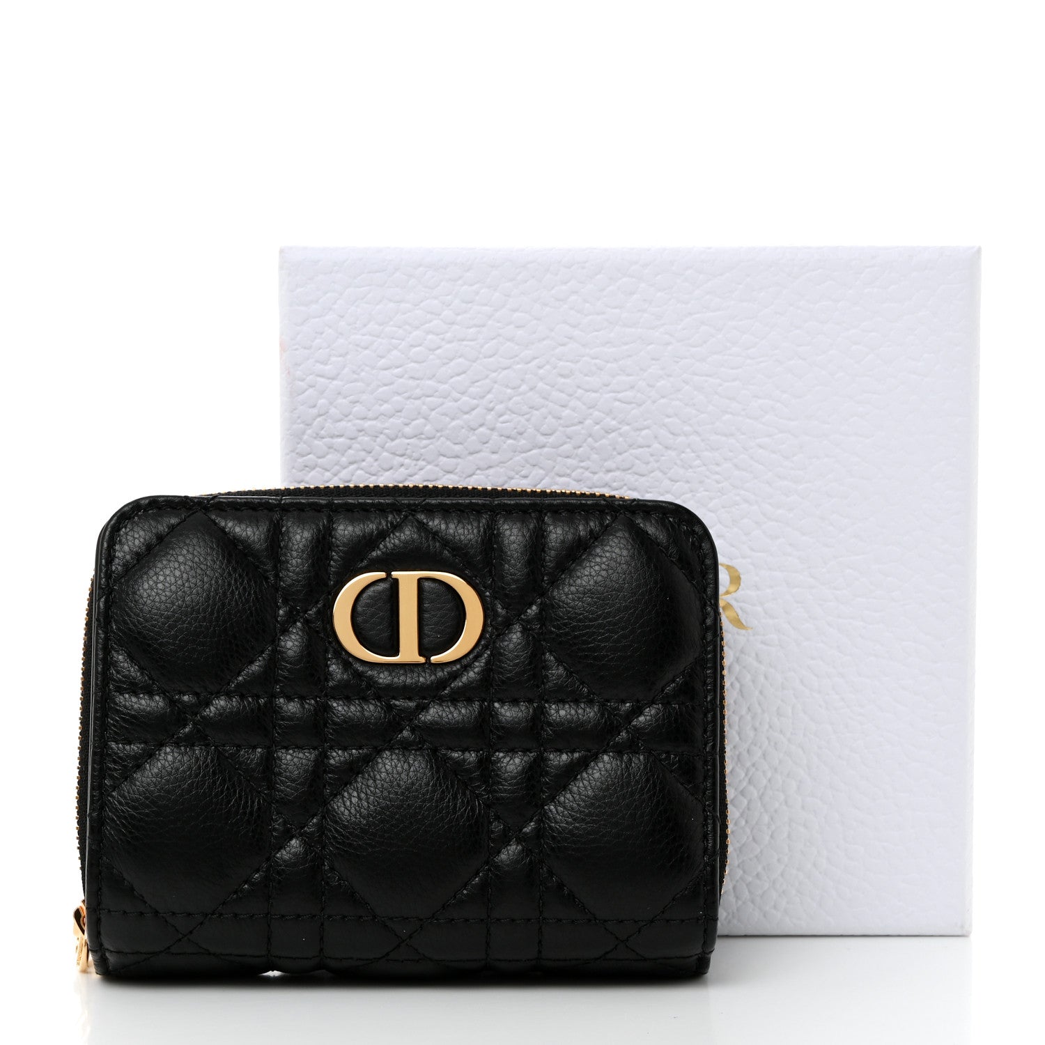 Christian Dior Grained Calfskin Supple Cannage Caro Scarlet Zipped Wallet Black 9 of 9