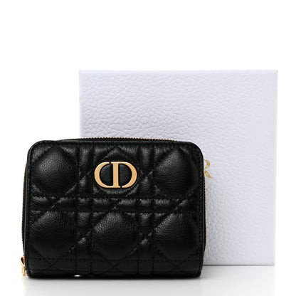 Christian Dior Grained Calfskin Supple Cannage Caro Scarlet Zipped Wallet Black 9 of 9