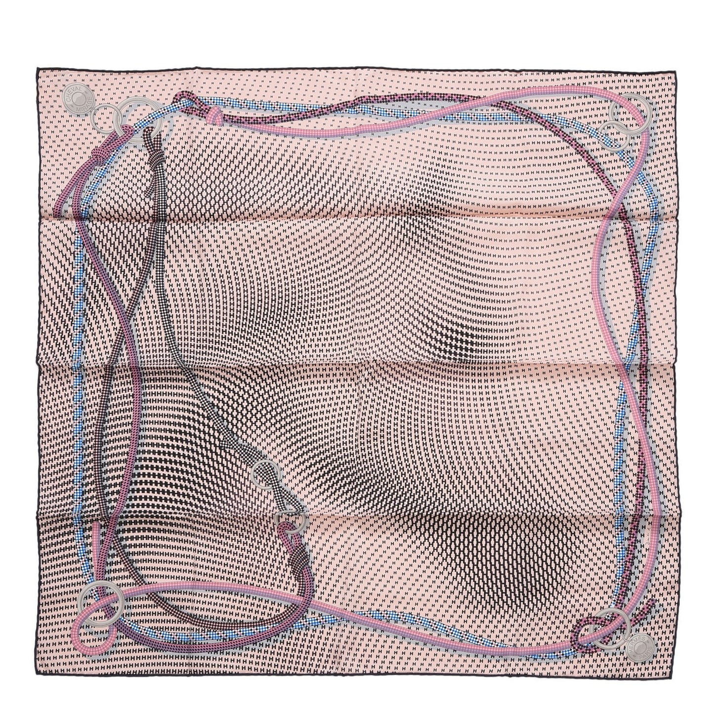 Silk Cheval Mirage Scarf 70 Rose Poudre Noir Gris