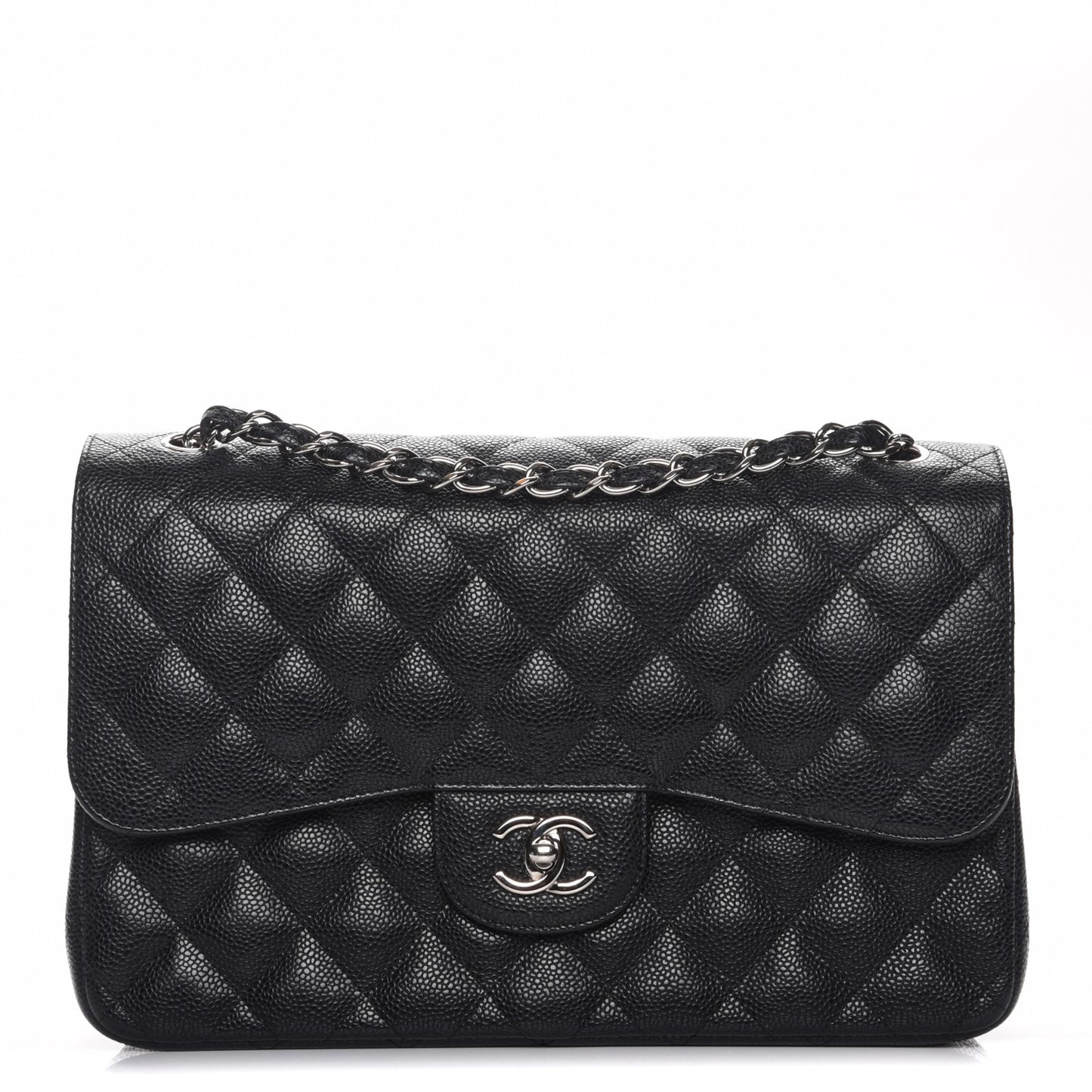 Caviar Quilted Jumbo Double Flap Black