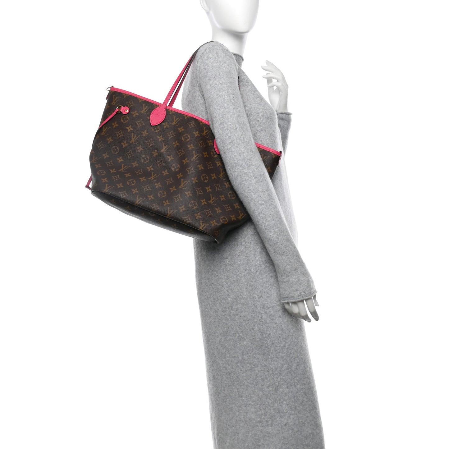 Monogram Inside Out Neverfull Bandouliere MM Rose Pondichery