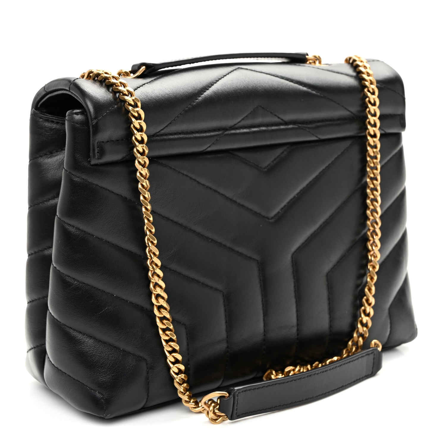 Saint Laurent Calfskin Y Quilted Monogram Small Loulou Chain Satchel Black 3 of 10