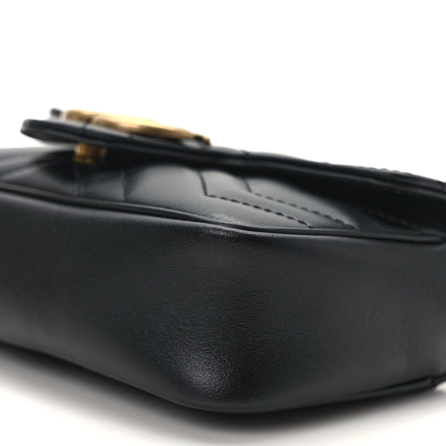 Gucci Calfskin Matelasse Super Mini GG Marmont Shoulder Bag Black 10 of 13