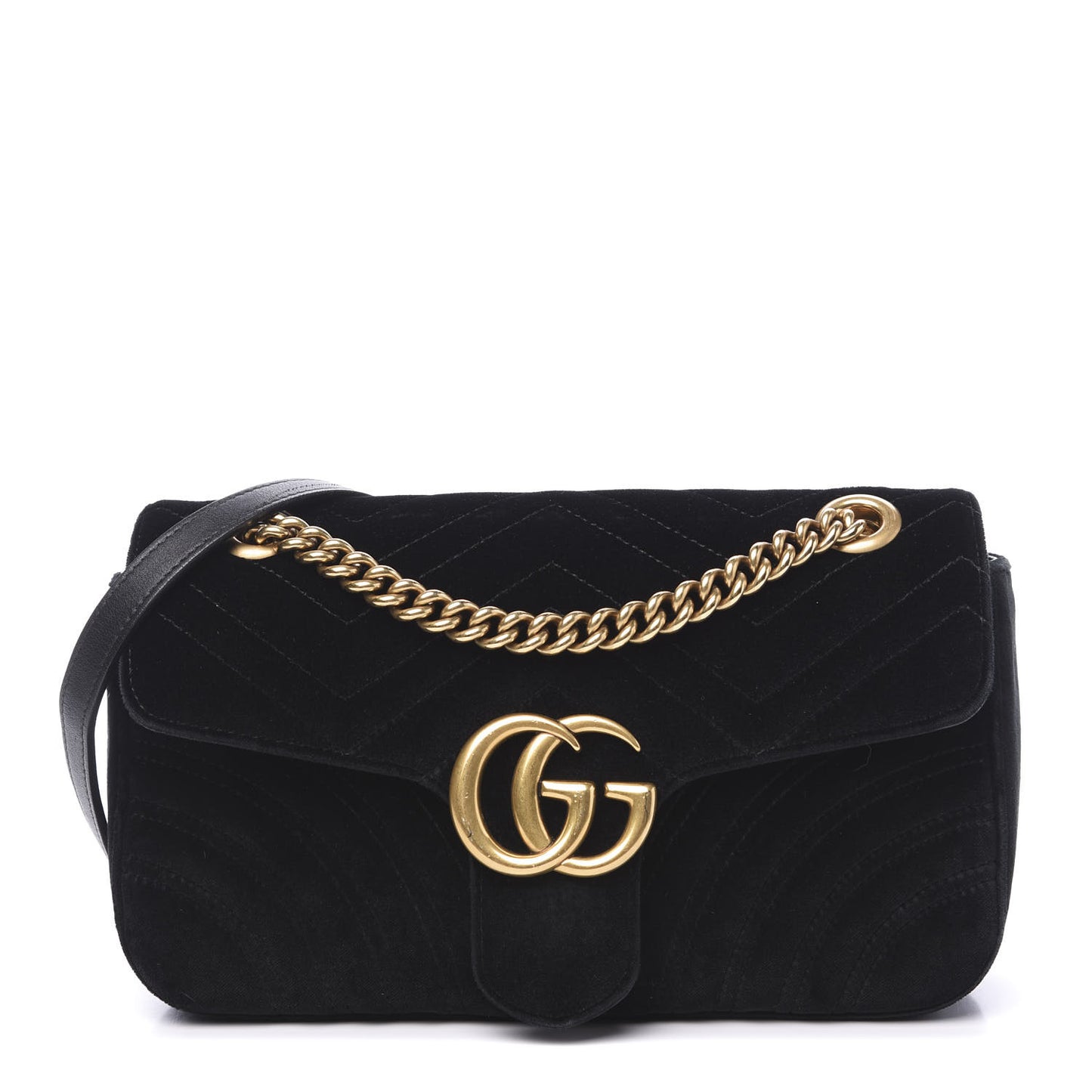 Velvet Matelasse Small GG Marmont Shoulder Bag Black