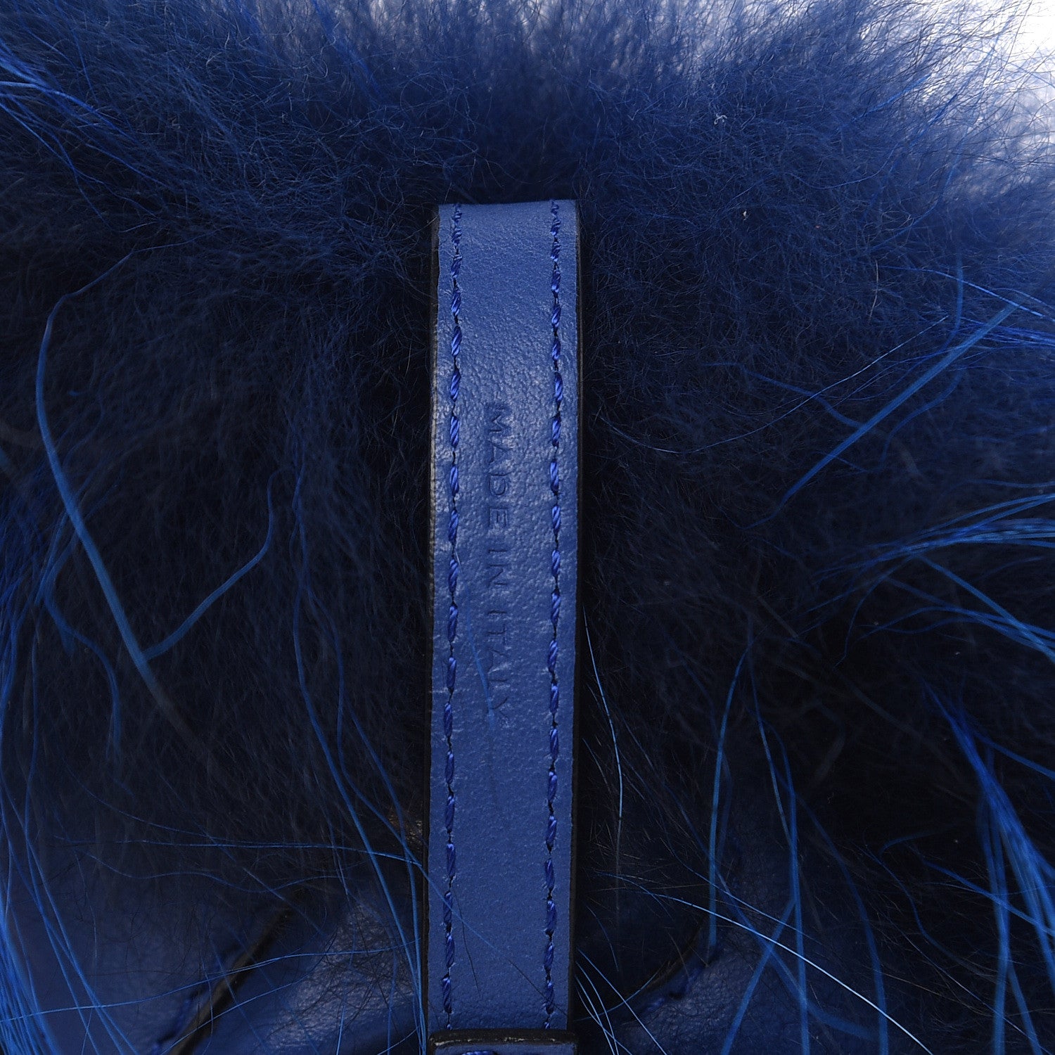 Fendi Fox Fur Vitello Century Monster Bag Bug Cube Charm Neon Blue 3 of 4