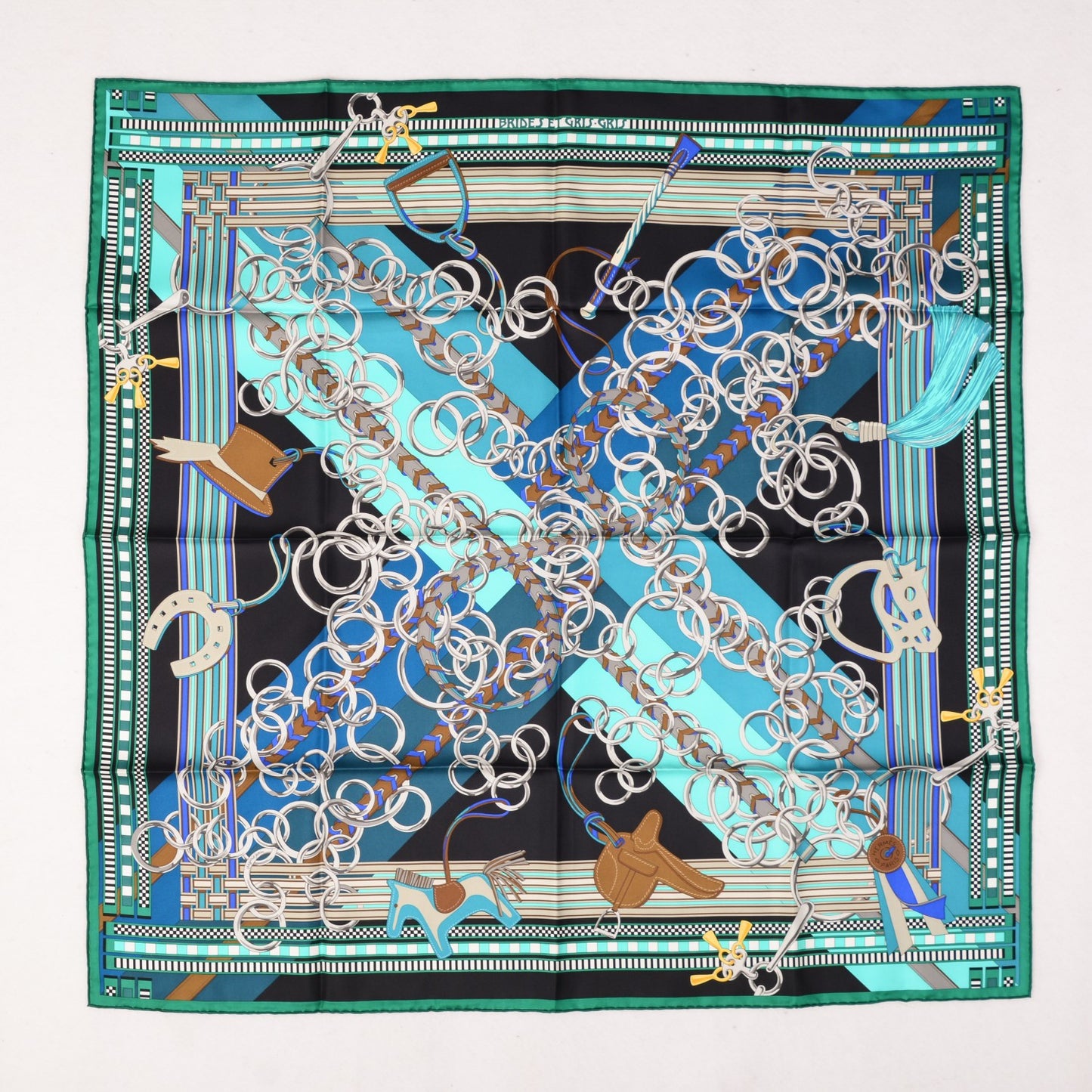 Silk Brides Et Gris Gris Scarf 90 Marine Turquoise Bleu
