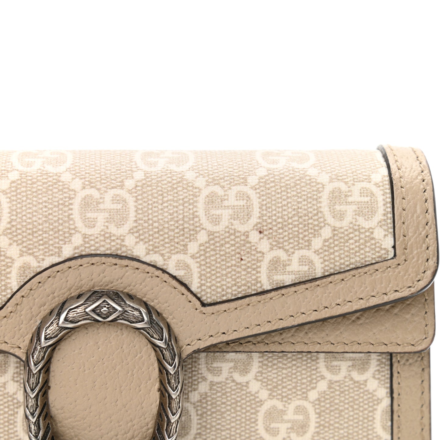 GG Supreme Monogram Textured Dollar Calfskin Super Mini Dionysus Shoulder Bag Beige Mystic White Oatmeal