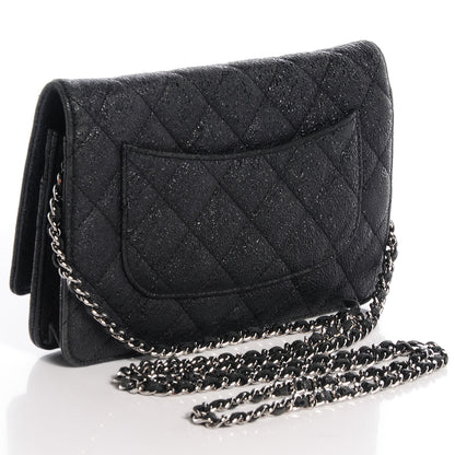 Chanel Crackled Calfskin Wallet on Chain WOC Black 3 of 8