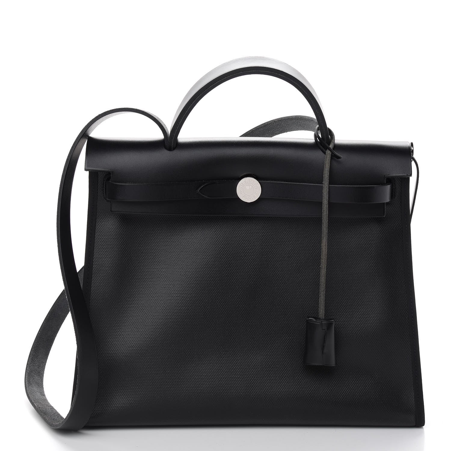 Hermes Toile H Berline Vache Hunter Herbag Zip PM 31 Black Ecru 2 of 10