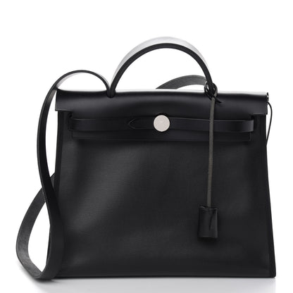 Hermes Toile H Berline Vache Hunter Herbag Zip PM 31 Black Ecru 2 of 10