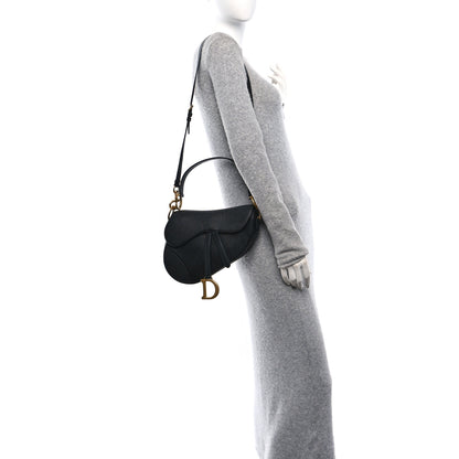 Christian Dior Grained Calfskin Saddle Bag With Strap Black 3 of 10
