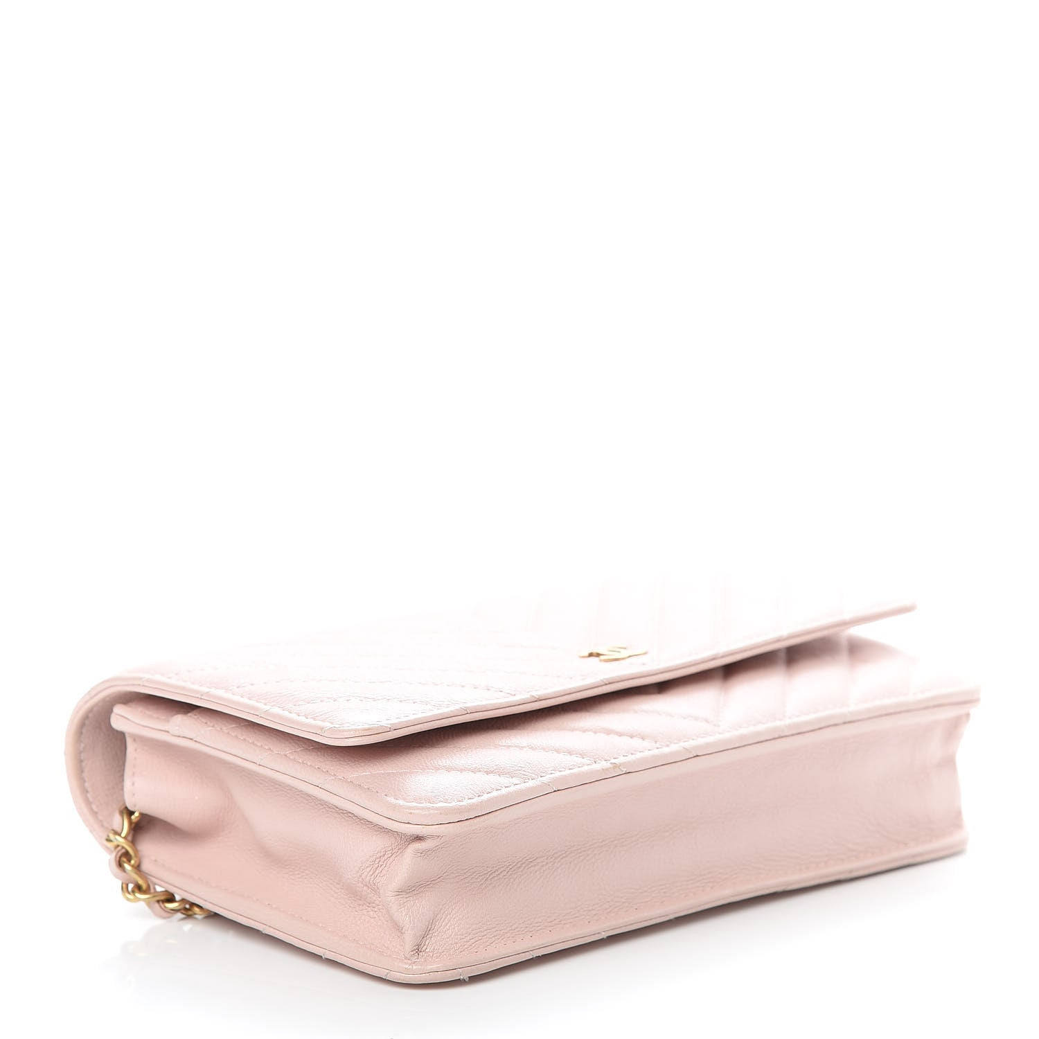 Chanel Calfskin Chevron Quilted Wallet On Chain WOC Pink 4 of 16