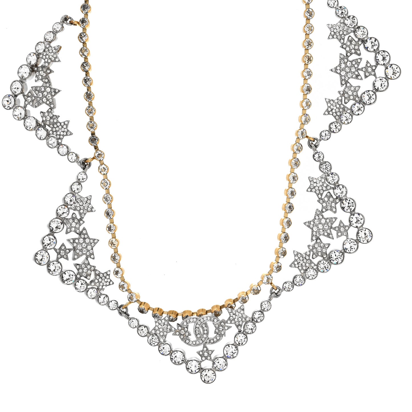 Crystal CC Star Necklace Gold Silver