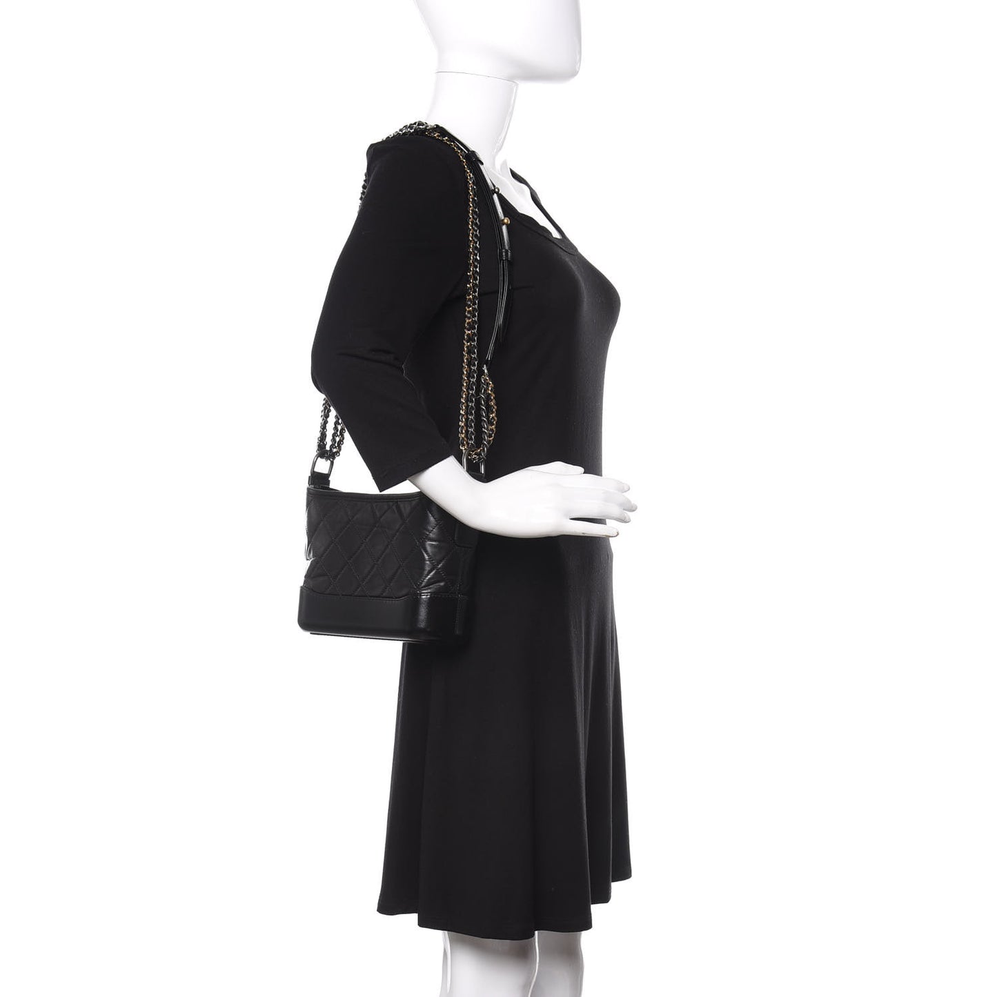Aged Calfskin Quilted Small Gabrielle Hobo Black
