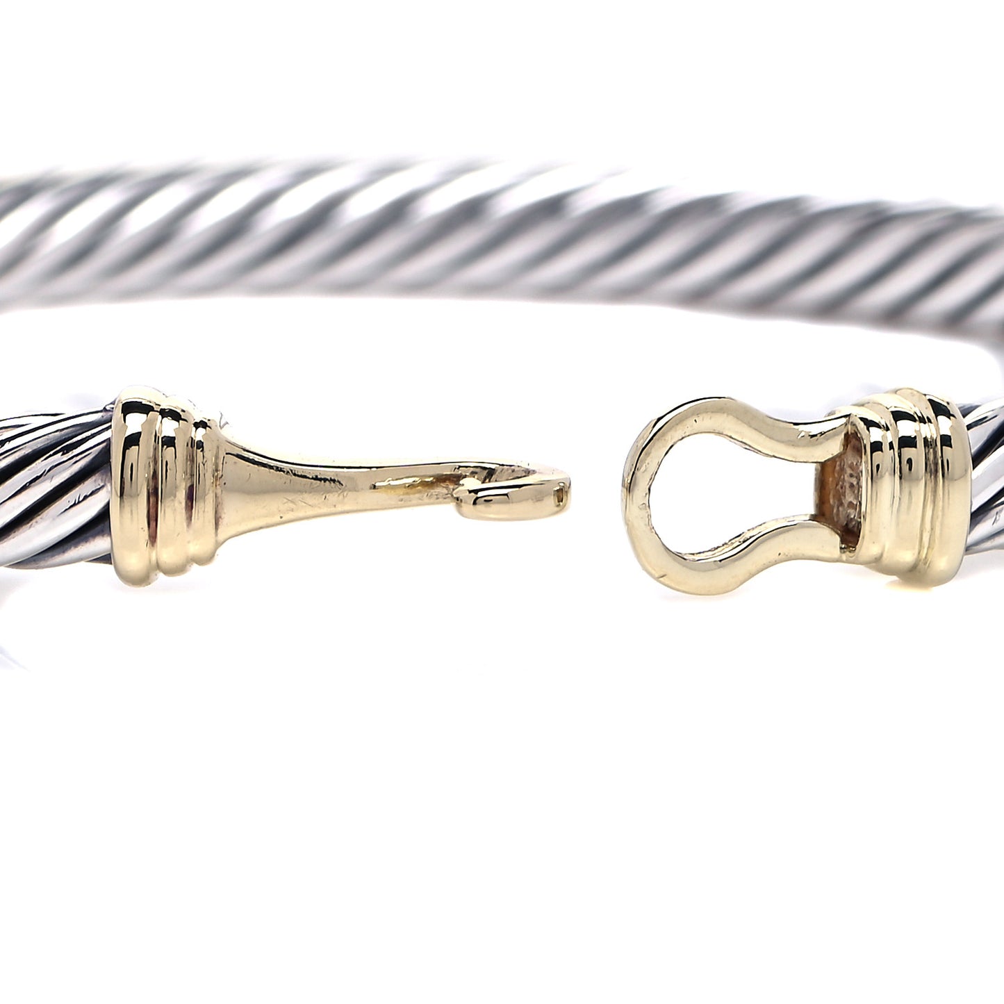 Sterling Silver 14K Yellow Gold 5mm Cable Classic Buckle Bracelet
