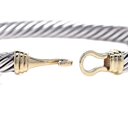 David Yurman Sterling Silver 14K Yellow Gold 5mm Cable Classic Buckle Bracelet 4 of 6