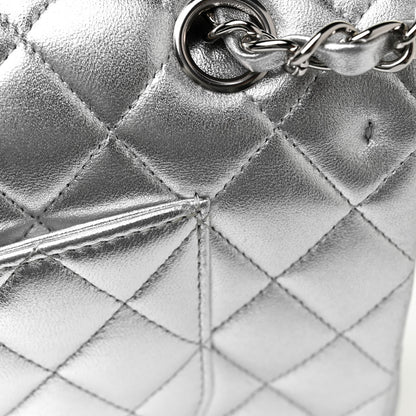 Chanel Metallic Lambskin Quilted Medium Double Flap Silver 13 of 15
