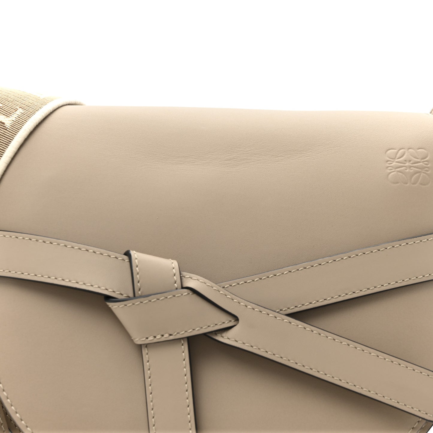 Soft Calfskin Jacquard Small Gate Crossbody Bag Sand
