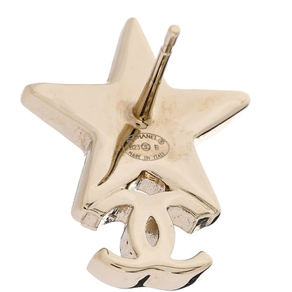 Chanel Metal Crystal CC Star Drop Earrings Gold 4 of 5