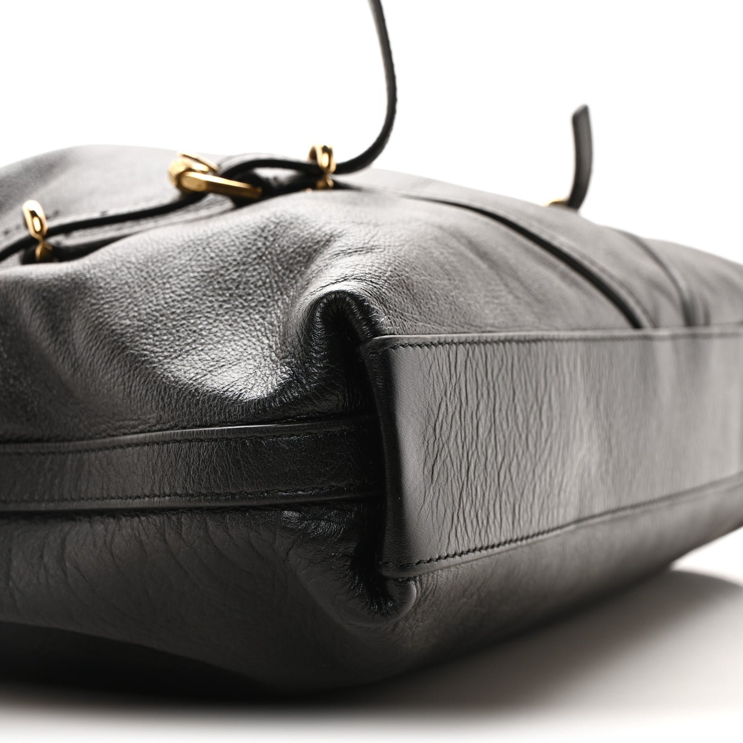 Tumbled Calfskin Medium Voyou Bag Black