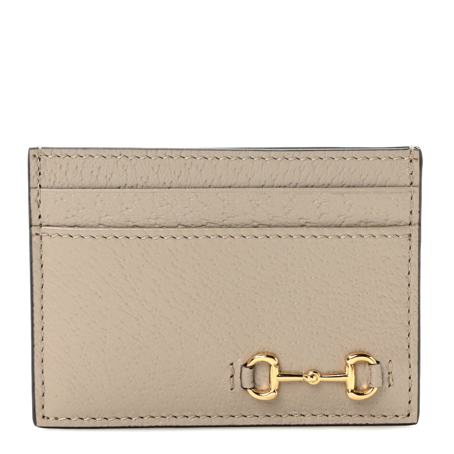 Textured Dollar Calfskin Horsebit 1955 Card Holder Beige