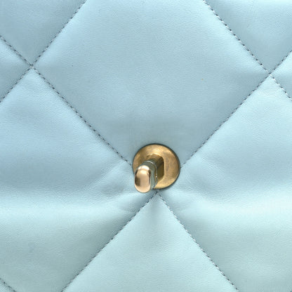 Chanel Shiny Lambskin Quilted Medium Chanel 19 Flap Neon Blue 11 of 11