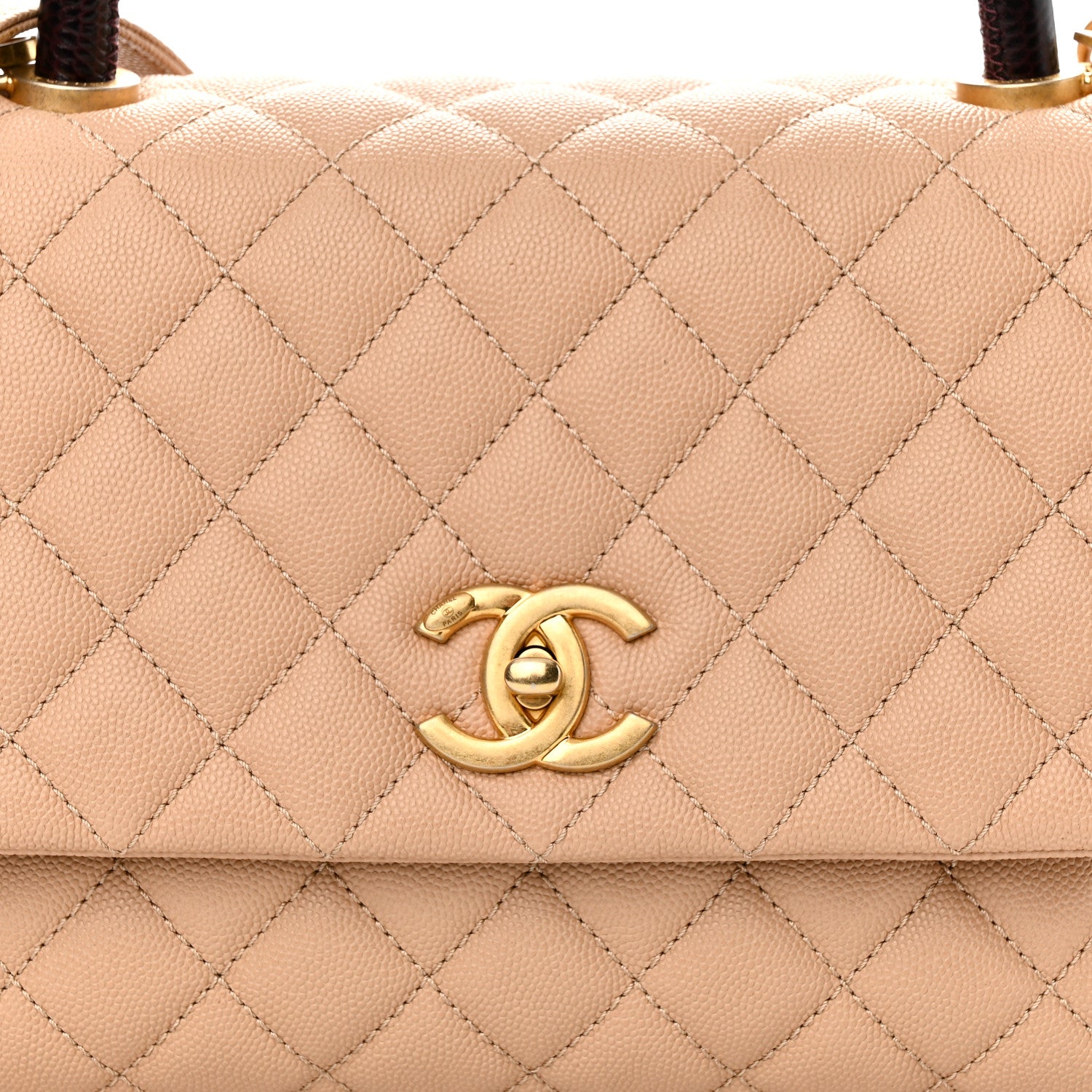Chanel Caviar Lizard Quilted Small Coco Handle Flap Beige 8 of 10