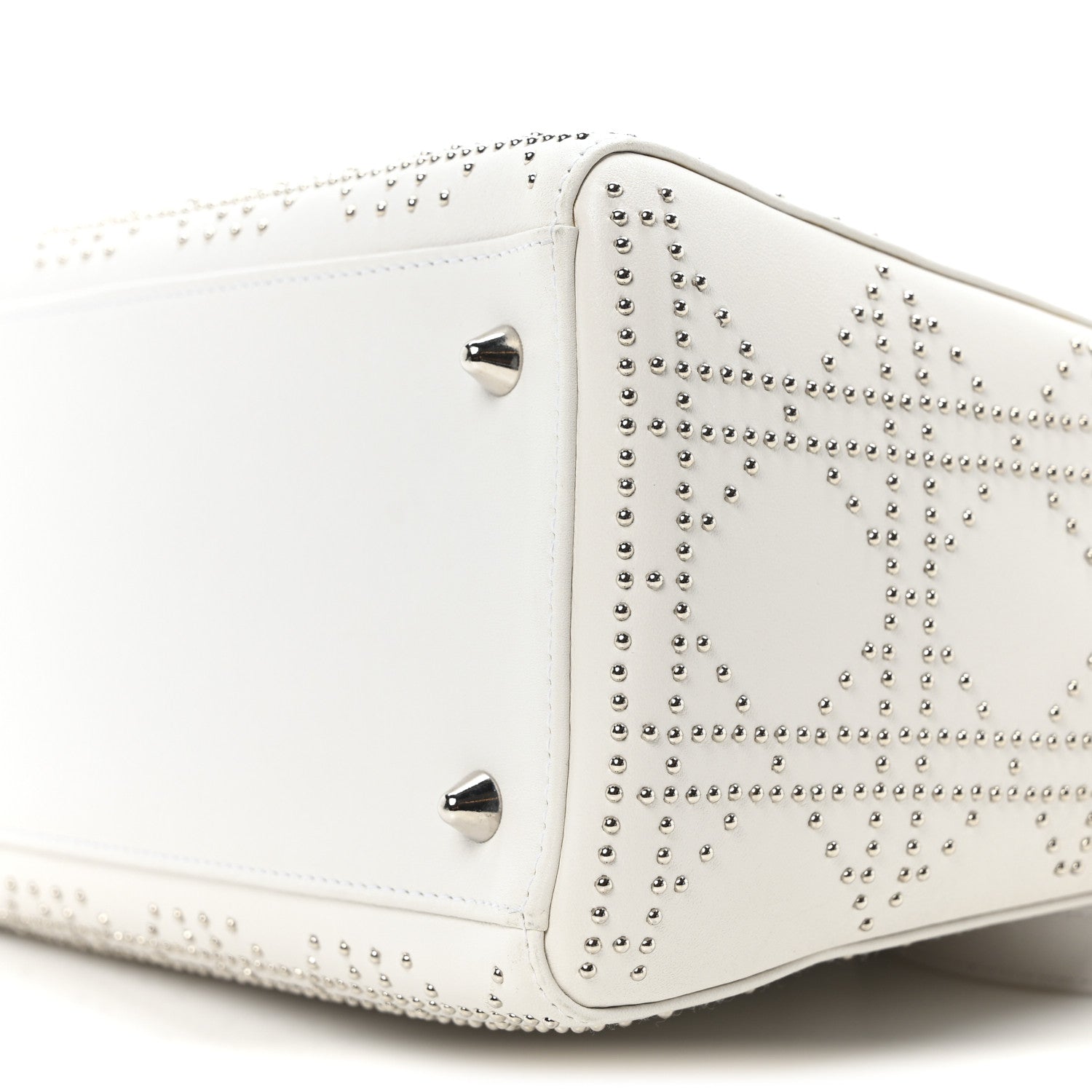 Christian Dior Lambskin Studded Cannage Medium Lady Dior White 10 of 10